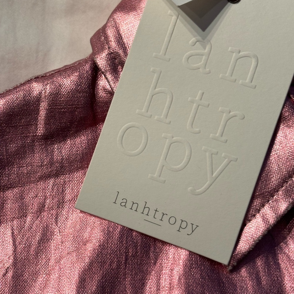 NWT Lanhtropy pink metallic linen blouse XS - Picture 13 of 16